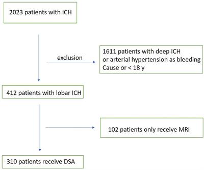 CT and DSA for evaluation of spontaneous intracerebral lobar bleedings